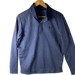 Under Armour Golf Coldgear Pullover Men's Large Blue Long Sleeve Snap Collar